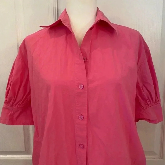 COS Pink Cotton Oversized Button Front Shift Shirt Dress - Picture 4 of 8